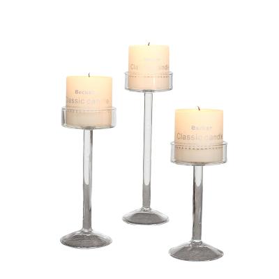 China Eco-freindly 2021 Beautiful Classic Candle Holder Wedding Party Bar Glass Decoration Fashion Home Candlesticks for sale