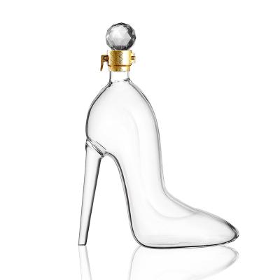 China Glass type high heels vodka wine container high heels wine pourer for sale