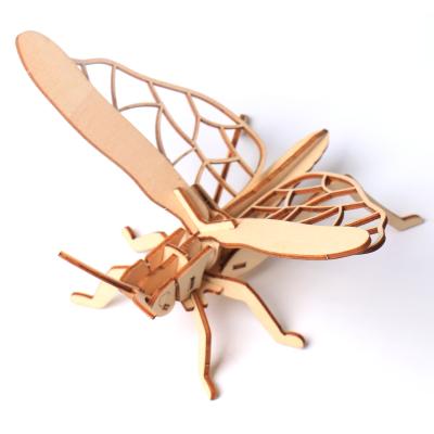 China Toy Educational Crafts Building STEM 8 Insects DIY 3D Wooden Puzzles Kit Toys For Children Kids for sale