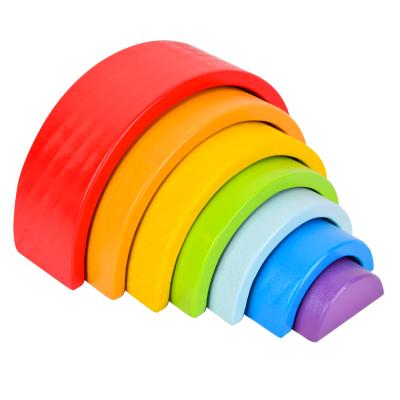 China Early Educational Building Toy 7Piece New Arrival Curved Board Rainbow Blocks Wooden Rainbow Stacking Toy for sale