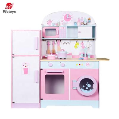 China Educational Toy Smart Wooden Pretend Refrigerator and Furniture Kitchen for Kids Play Novelty Games for sale