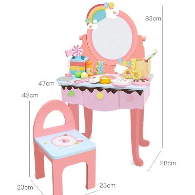 China Toy Cheapest Pink Deluxe Kids Educational Girls Pretend Real Toy Makeup Cute Game Table Sets Cosmetics Kits Toys with Mirror Chair Set for Kids for sale