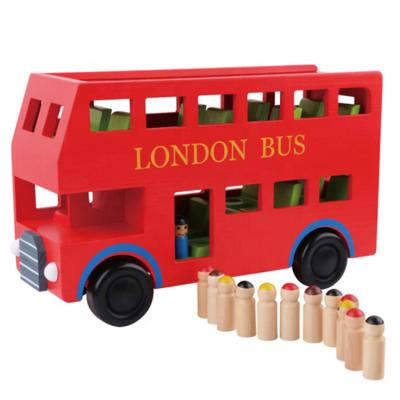 China Double Decker Bus Toy Best Double Decker Bus Toy For Children Educational Gift Funny Kids Red Wooden Bus Toy Wooden Double Decker London for sale