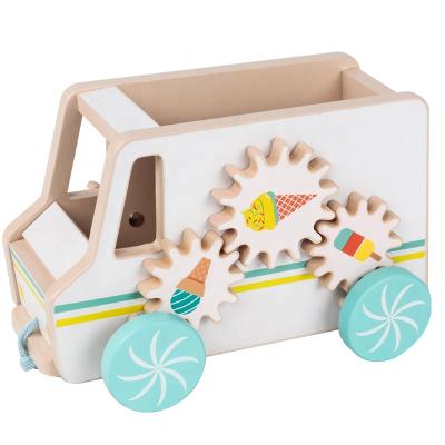 China Cars Educational Toy Toddler Drag Wooden Ice Cream Toys First Hand Pull Funny Toys for sale