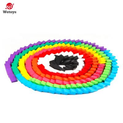 China Wooden Construction Toy 100pcs Domino Building Blocks With Assorted Rainbow Colors Unisex Each Set In A Color Box Educational Toy, Kids Gift for sale