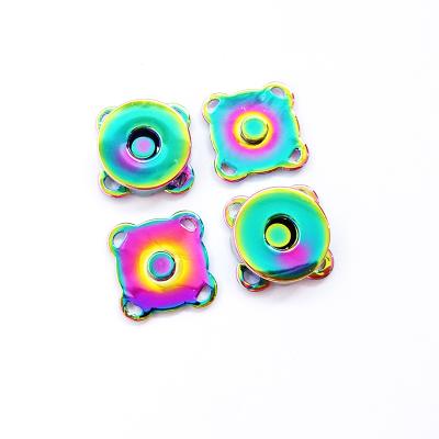 China Plated With Lacquer For One Lasting Hot Sale Rainbow Color Metal Snap Button Flower Magnetic Coat Clothing Clothing Buttons for sale