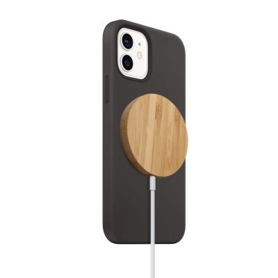 China 2022 Custom Magnetic Wooden Bamboo Bamboo Wireless Charger 15W Eco Friendly Mobile Phone Wireless Charging For Iphone 12 13 for sale