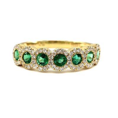 China China Wholesale Jewelry Wholesale Price 18k Yellow Gold Diamond Jewelery Gem Stone Emerald Band Casual/Sporty High Quality Rings For Women for sale