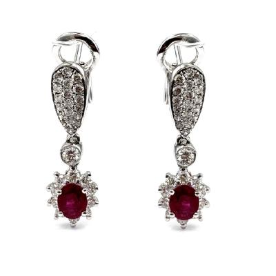 China CLASSIC Boxing Day Cute Color Sunflower 18k White Gold Diamond Jewelery Ruby Clip On High Quality Stone Drop Earrings For Female for sale