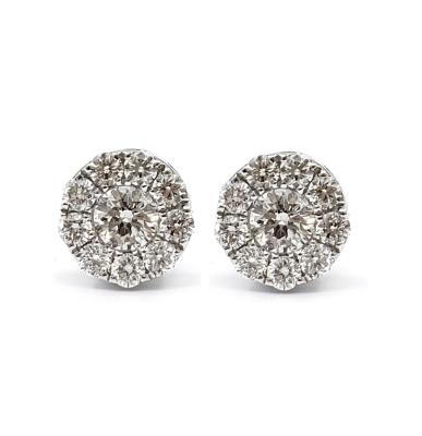 China HK Jewelry Wholesaler CLASSIC Valentine Sparkling 18 Carat Real Diamond Round Cluster Earrings Studs White For Kids Birthday for sale