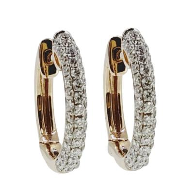 China Hong Kong China Factory Exporter 18k Yellow Gold Round Diamond Fine Jewelery Cute Solid CLASSIC Natural Diamond Hoop Earrings For Women for sale