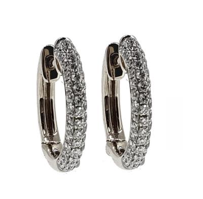 China CLASSIC Hot Sales Casual Custom Made Pave Solid Natural Round Diamond Fine Jewelery Hoop Earrings Set 18k White Gold For Women for sale