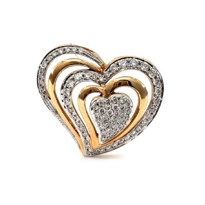 China Casual Vintage KOK Design Overdone 18k Rose Gold High Quality Diamond Anniversary Gift Jewelry Heart Shape Fancy Pendant For Lover for sale