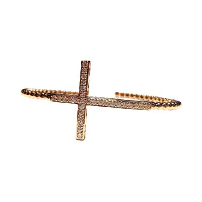 China Newest Fashionable Style Customized High Quality Jewelry 18k Rose Gold Natural Diamond Cross Fine Shiny Bracelet CLASSIC for sale