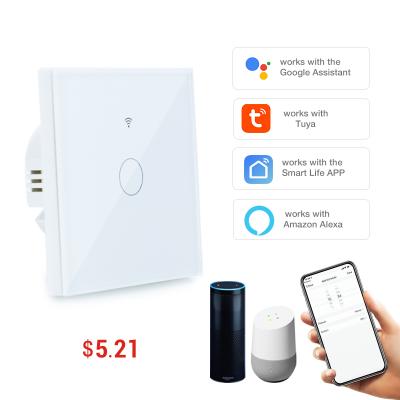 China Home Automation System SHUWEI New Product EU No Neutral Band Smart Voice Wifi Light Touch Switch 1 Remote Control Switches Three Color For Your Choose for sale