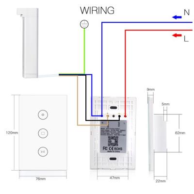 China Wifi RF Smart Touch ABS Automation Curtains Remote Control Switches In Fireproof Curtain Switch for sale