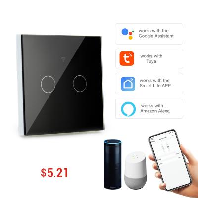 China Home automation system SHUWEI black 2 way voice control hotel room control smart wifi wall panel switch for sale