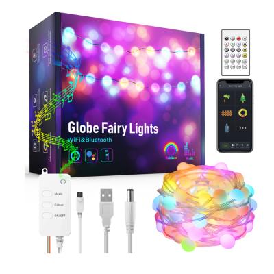 China Eco-friendly Shuwei RGB Ball String Lights Waterproof Wireless Remote Control Smart String Led Light for sale