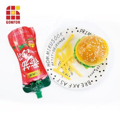 China Tomato Sauces Ketchup Moisture Proof Reusable Plastic Packaging Stand Up Aluminum Foil Spout Pouch Bag for sale