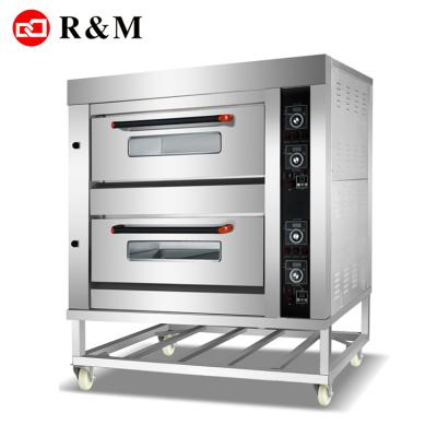 China Guangzhou Factory Synchronized Commercial Bakery Equipment Prices Baking Bread Double Deck Oven Bakery 2 Deck Gas Oven for sale