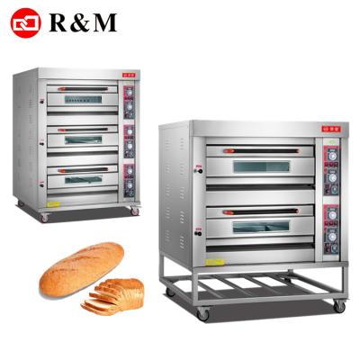 China Gas Two Synchronized Deck 4 Trays Steam Baking Equipment Commercial Stone Oven , Lebanese Bread Baking Oven for sale