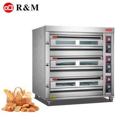 China Guangzhou Factory Bakery Equipment Price 3 Decks 9 Trays Timed Gas Oven , 3 Deck Gas Oven for sale