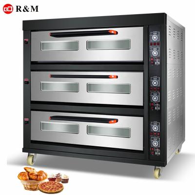 China Black Hotels Titanuim Bread Cake Gas Deck Oven, 9 Tray/16 Tray Deck Oven, 3 Trays 6 Deck Bakery Oven 16 Gas Deck Oven 9 trays 12 trays for sale