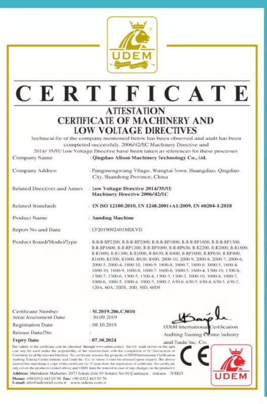 CE - Qingdao Allison Machinery Technology Co., Ltd.