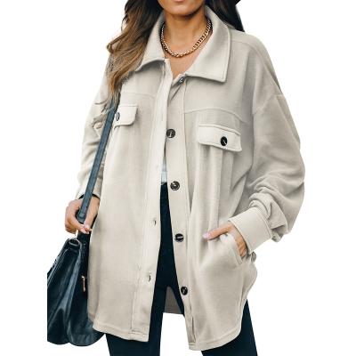 China 2022 New Design Women's Autumn Winter Lapel Fleece Button Cardigan Coat Shirt Anti-wrinkle New for sale