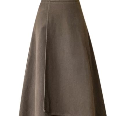 China Anti-static woolen skirt women's mid line a-line skirt irregular pleated long autumn and winter for sale