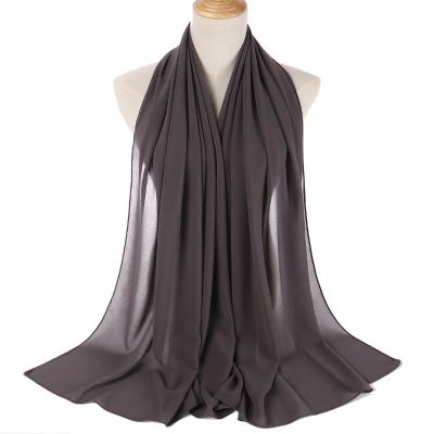 China Simple Monochrome Headscarf Women's High Quality Bubble Chiffon Pearl Scarf for sale