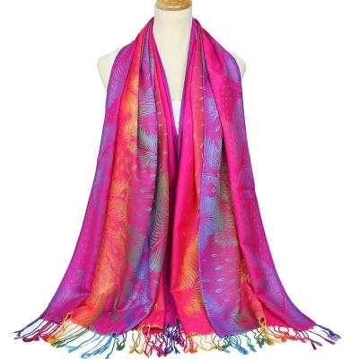 China National colorful tassel cotton warm scarf autumn and winter new style cotton jacquard cotton simple scarf women's tourism shawl for sale