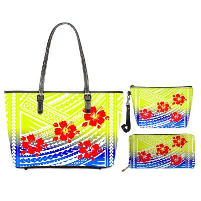 China New Waterproof Colorful Printed PU Messenger Bag Custom Three Piece Set Pattern Bag Wallet Cosmetic Set for sale