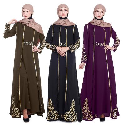 China Polyester 2021 Elegant Muslim Dresses And Robe Long Sleeve Prom Cardigan Muslim Abaya Long Two Piece Set for sale