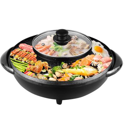 China RV Korean Hot Pot 1500W Desktop Electric BBQ Grill with Hot Pot Professional Electric Grill for sale