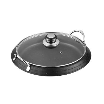 China Household Disposable Hot-selling Small Desktop Grill, Round Bakeware With Glass Lid for sale