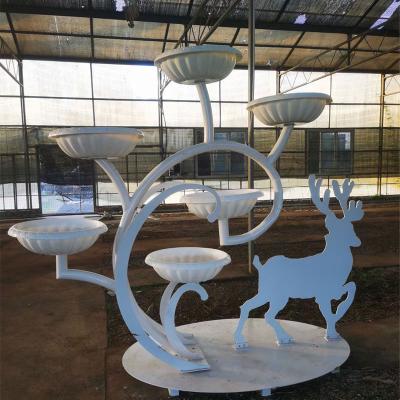 China Modern Hot Selling Outdoor Iron Deer Flower Rack Stand Flower Pot Rack Balcony Flower Stand for sale