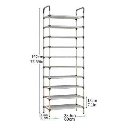 China 10 Tiers Metal Space Saving Rack Shoe Storage Organizer Home Furniture DIY Modern Shoe Rack for sale