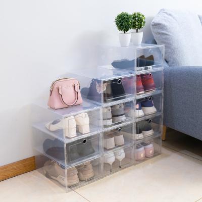 China Amazon Goods Shoe Organizer Combination Transparent Shoe Viable Hot Selling Clear Plastic Stackable Storage Box for sale