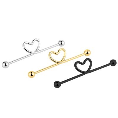 China 2023 Punk Stainless Steel Earring Mens Body Unisex Dermal Cartilage Heart Piercing Jewelry for sale