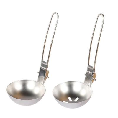 China Sustainable Outdoor Household Kitchen Utensils Stainless Steel Portable Camping Foldable Picnic Two Piece Spoon for sale