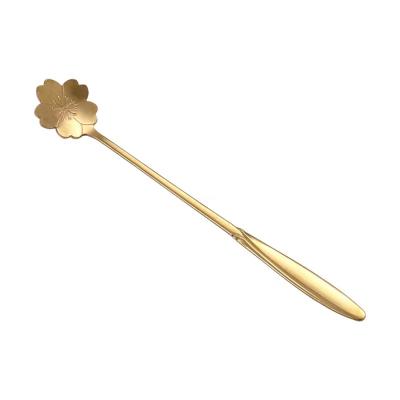 China Sustainable Sakura Style Coffee Stirring Spoon Personalized Stainless Steel Decorative Spoon Can Be Customized LOGO for sale