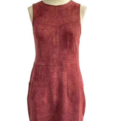 China Best Price High Quality Breathable Suede Tank Women Dress Ladies Summer Fashion Suede Casual Dress for sale