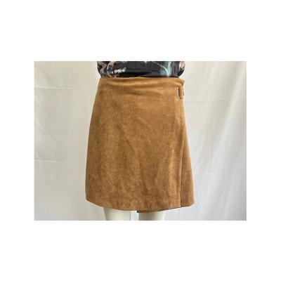 China Manufacturer Best Selling Fashion Breathable High Waist Mini Suede Wrap Women Casual Short Skirt for sale