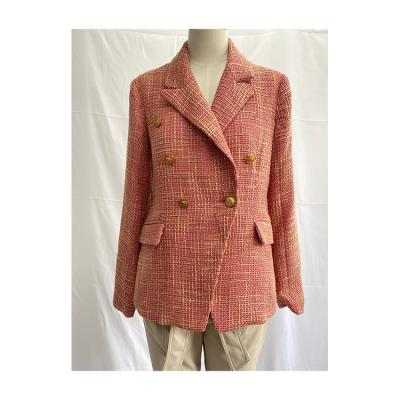 China Breathable High Quality Fashion Long Sleeve Casual Tweed Blazer Coat For Women for sale