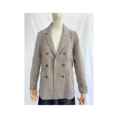 China Breathable Manufacturers Selling Casual Tweed Double Check Long Sleeve Blazer Coat For Women Ladies Blazers Fashionable for sale