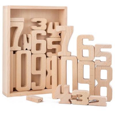 China Wooden Wooden Number Cubes Educational Toy Montessori Arabic Numeral Block Kindergarten Mathematics Teaching Aid for sale