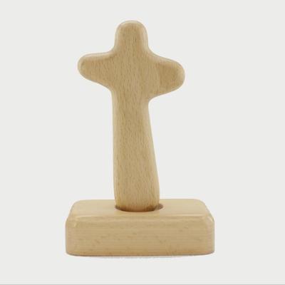 China China Wood Holding Wooden Cross Table Top Wooden Cross Crucifix Handcrafted Wooden Cross On Stand Religious Gift Cross for sale