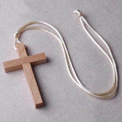 China China Hanging Wooden Crucifix Easy To Hang With Hole Beech Wood Cross for sale