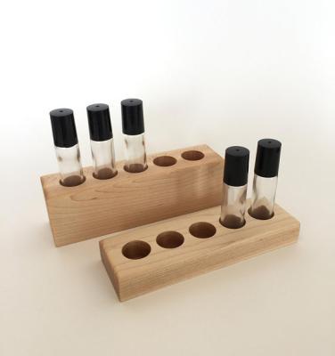 China Wooden Essential Oil Trays Holder Maple Essential Rack With 5 Holes For 15ml Bottle for sale